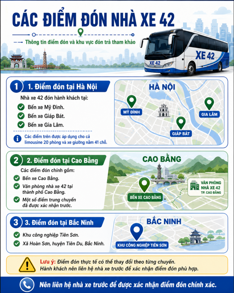 Các điểm đón nhà xe 42