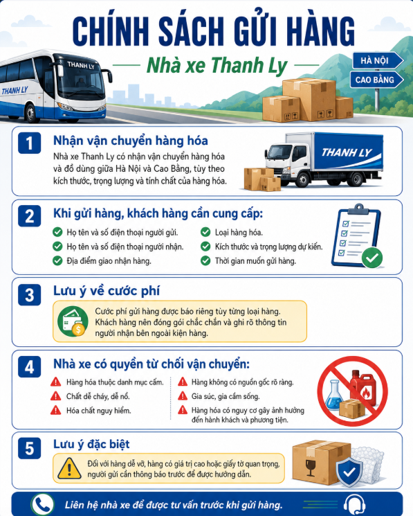 Chính sách gửi hàng nhà xe Thanh Ly
