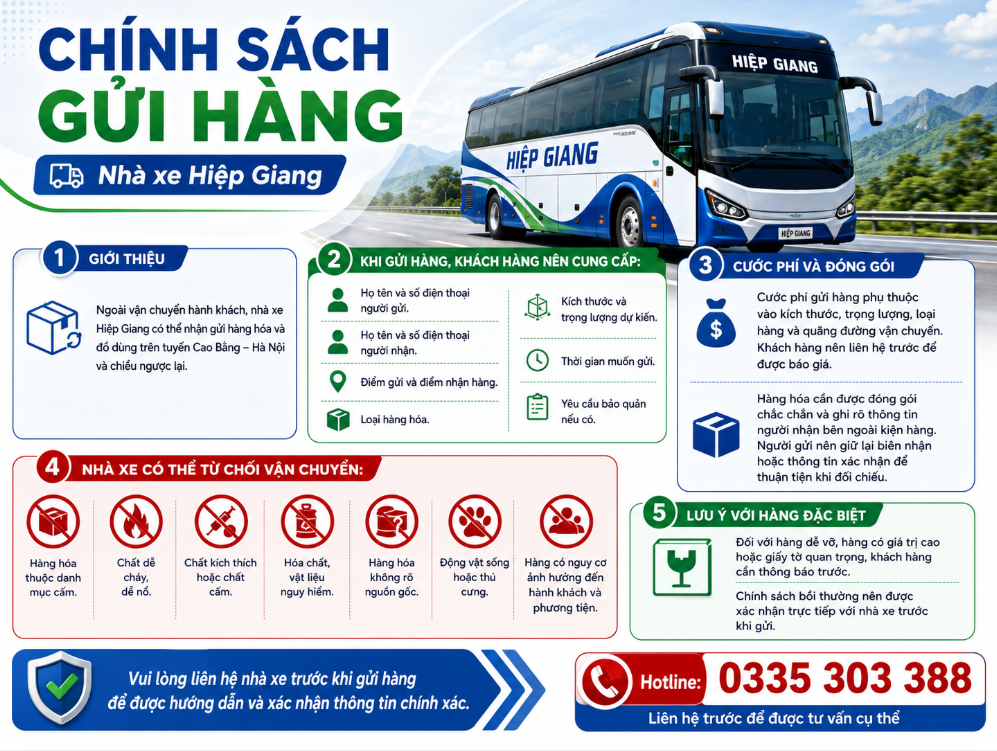 Chính sách gửi hàng nhà xe Hiệp Giang