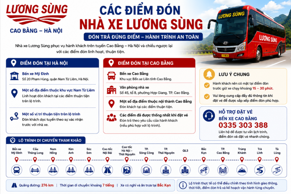 Các điểm đón nhà xe Lương Sùng