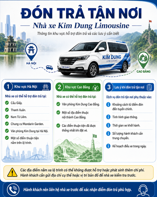 Đón trả tận nơi nhà xe Kim Dung