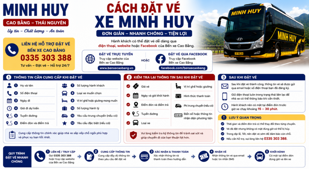 Cách đặt vé xe Minh Huy