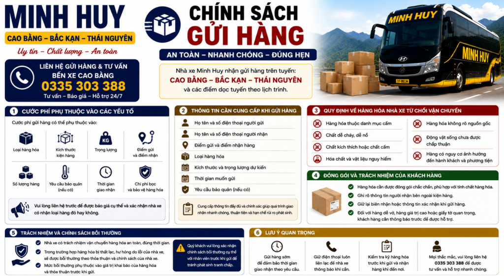 Chính sách gửi hàng nhà xe Minh Huy