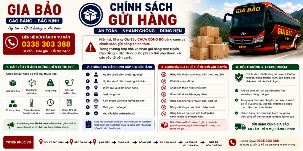 Chính sách gửi hàng nhà xe Gia Bảo
